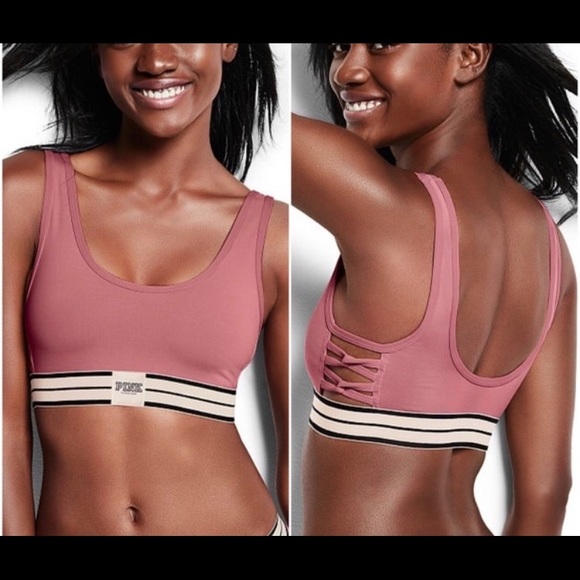pink strappy sports bra